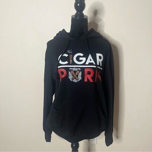 Thread Fast Apparel Men’s Black Cigar‎ Porn Pullover Drawstring Hoodie Sz L